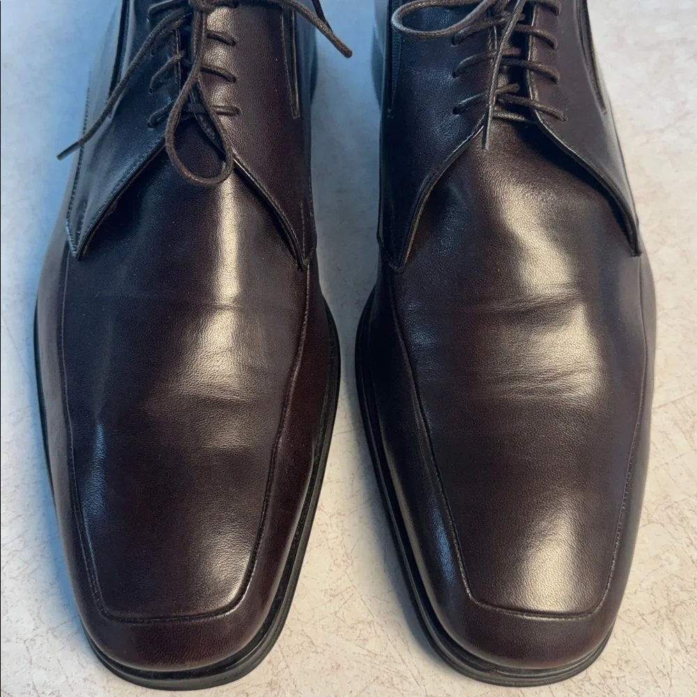 Bruno Magli Ranuncolo Brown Leather Oxford Shoes Mens 13W lace up Italy office